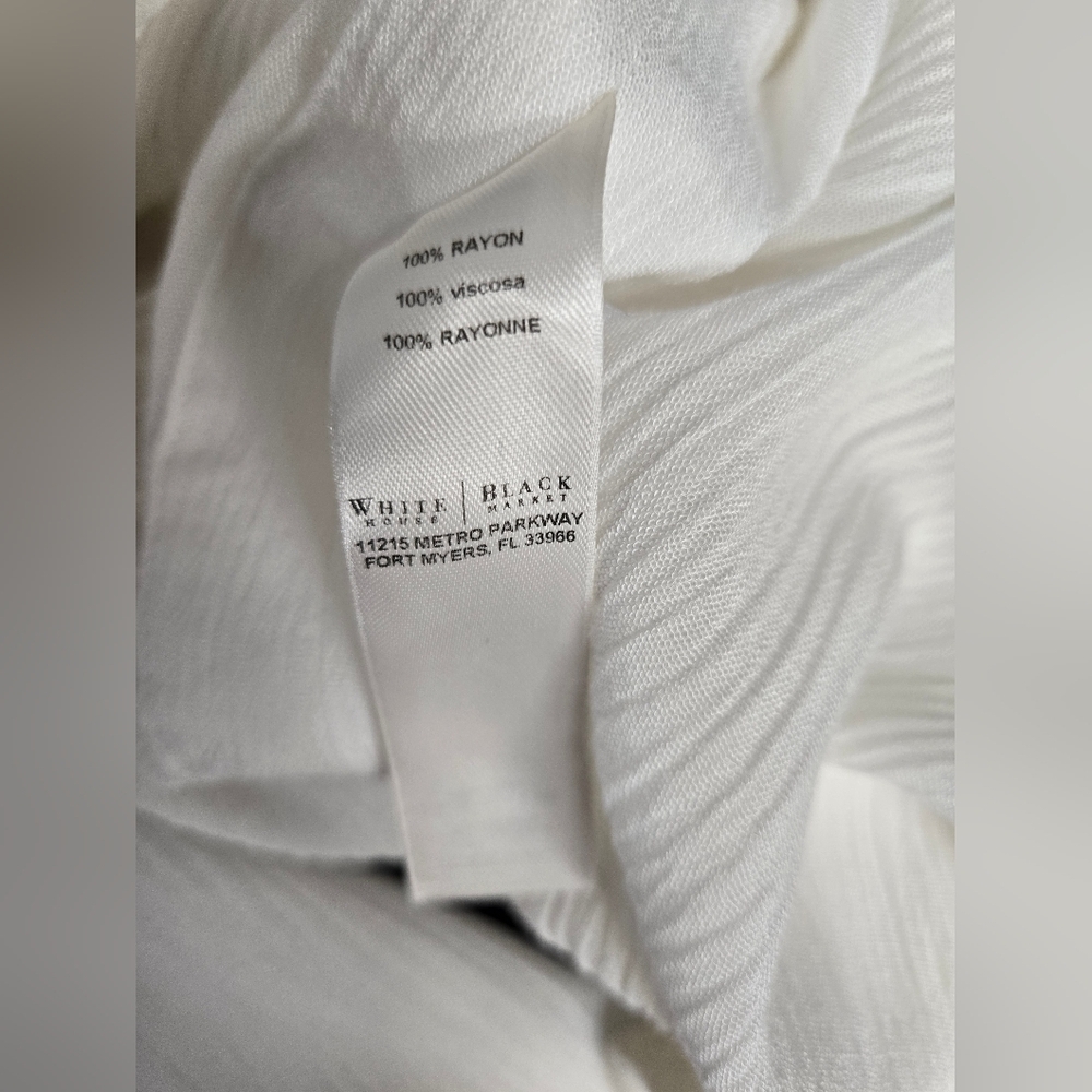 White House Black Market M Long Length White Gauze Button Down Shirt Top - Picture 7 of 8
